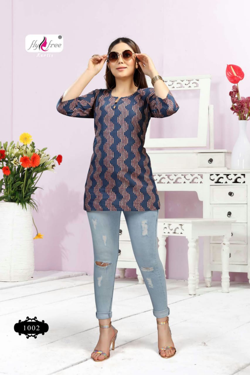 Fly Free Clock 1 Fancy Latest Designer Cambric Cotton Casual Wear Top Collection